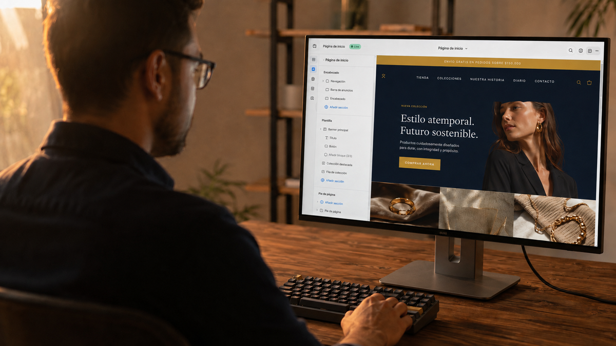 Diseñando y publicando tiendas Shopify a medida — editor y vista previa en pantalla